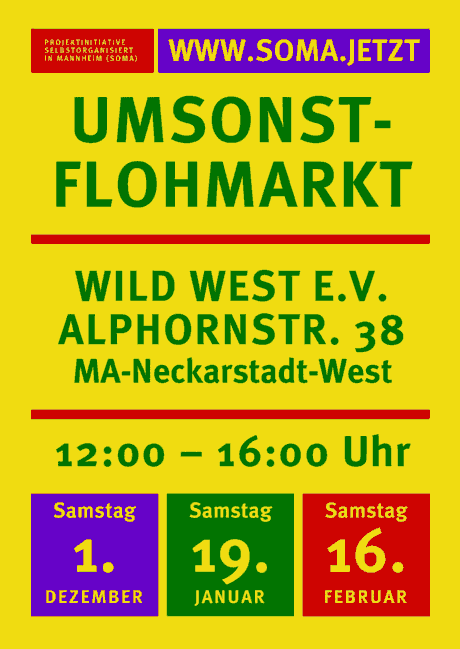 Projektinitiative Selbstorganisiert in Mannheim: Umsonstflohmärkte Anfang 2019