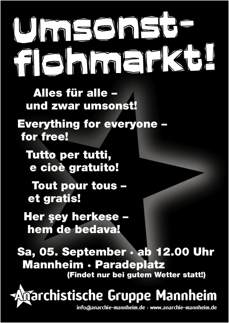 Umsonstflohmarkt auf dem Paradeplatz Mannheim