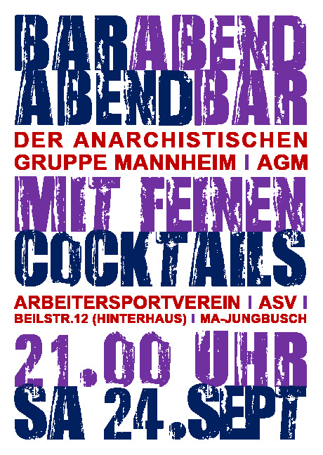 Barabend der Anarchistischen Gruppe Mannheim im ASV am 24.09.2016